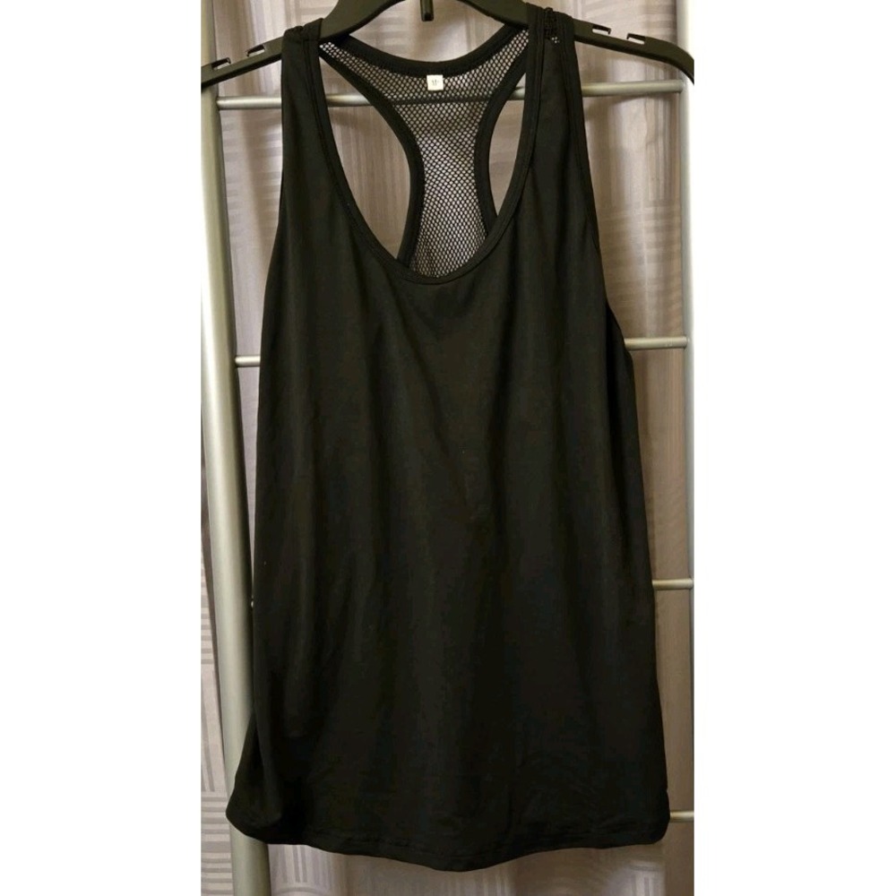 ICTIVE Yoga Tops for Women Loose fit Mesh Racerback Workout Tank Black Medium
